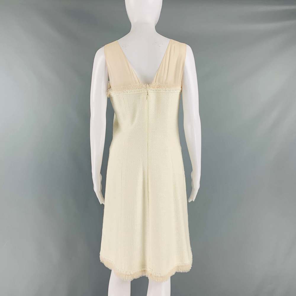 CHANEL Cream Cotton Acrylic Sleeveless Mid-Calf Dress - Picture 4 of 7